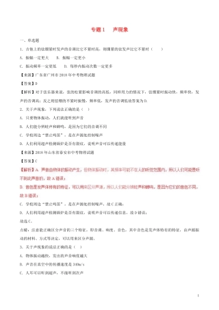 2018年中考物理试题分项版解析汇编第01期专题01声现象含解析.pdf