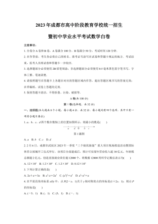 2023年成都市高中阶段教育学校统一招生暨初中学业水平考试数学白卷(含答案解析).docx