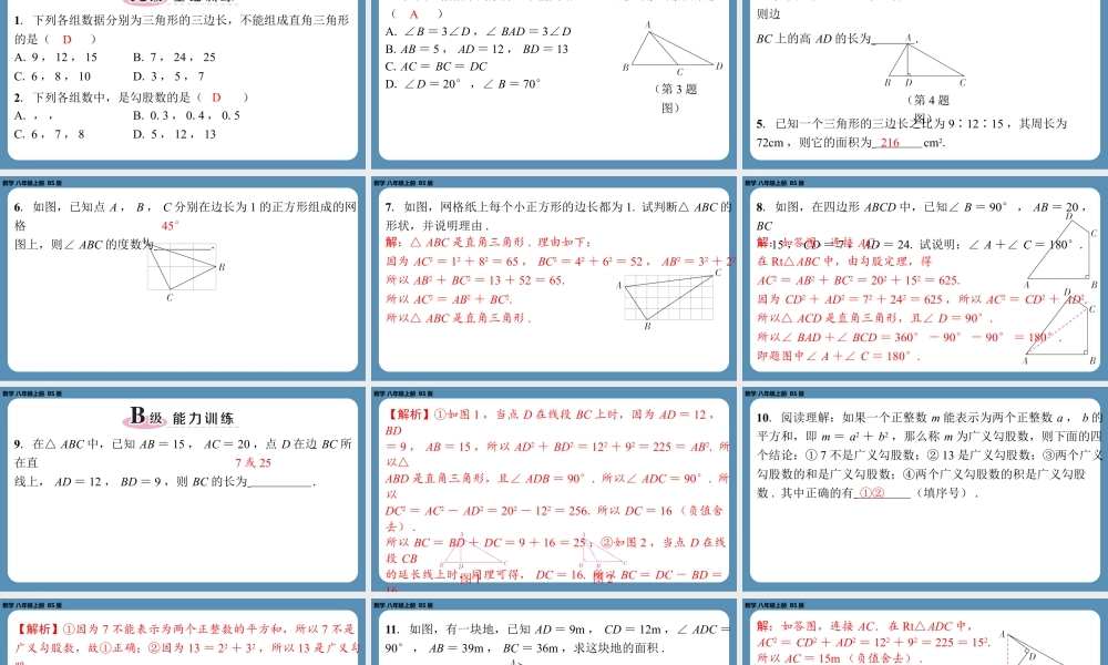 2024-2025学年度北师版八上数学1.2一定是直角三角形吗【课外培优课件】.pptx