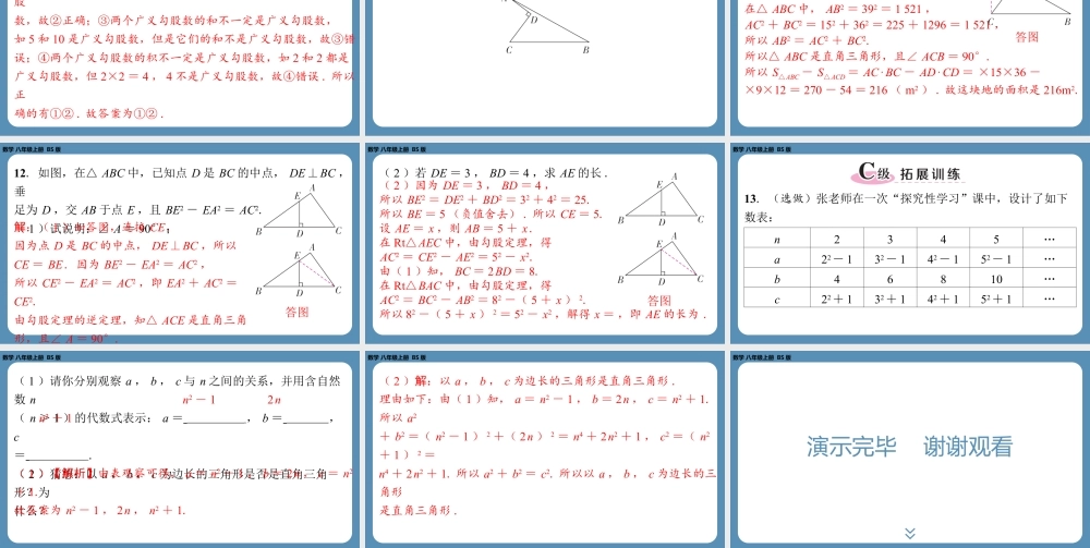 2024-2025学年度北师版八上数学1.2一定是直角三角形吗【课外培优课件】.pptx