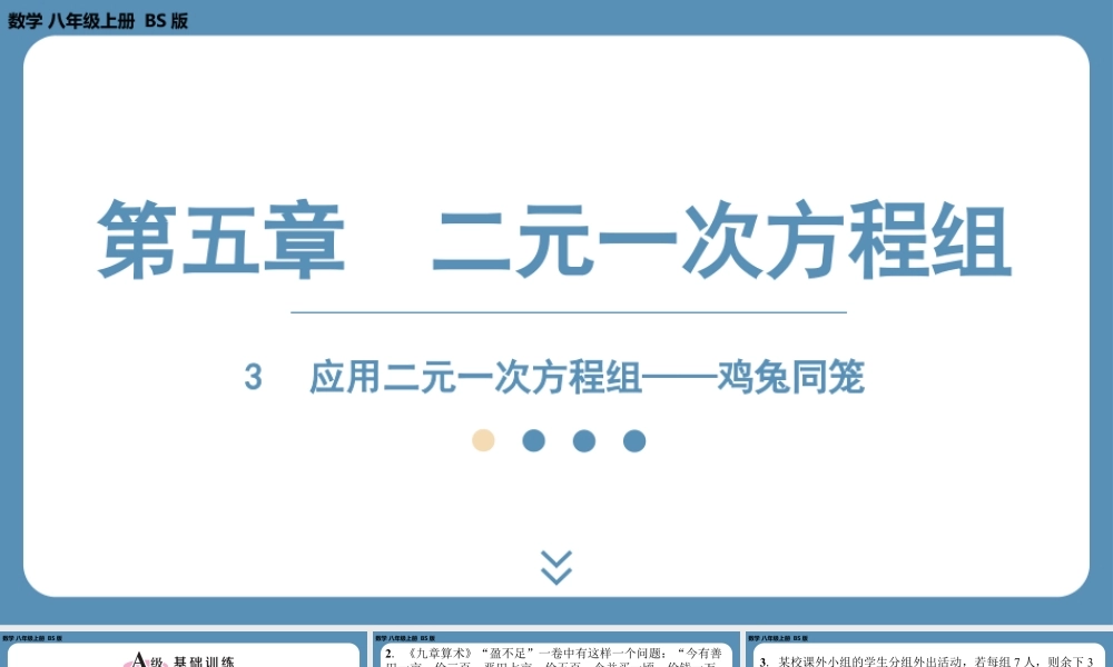 2024-2025学年度北师版八上数学5.3应用二元一次方程组——鸡兔同笼【课外培优课件】.pptx