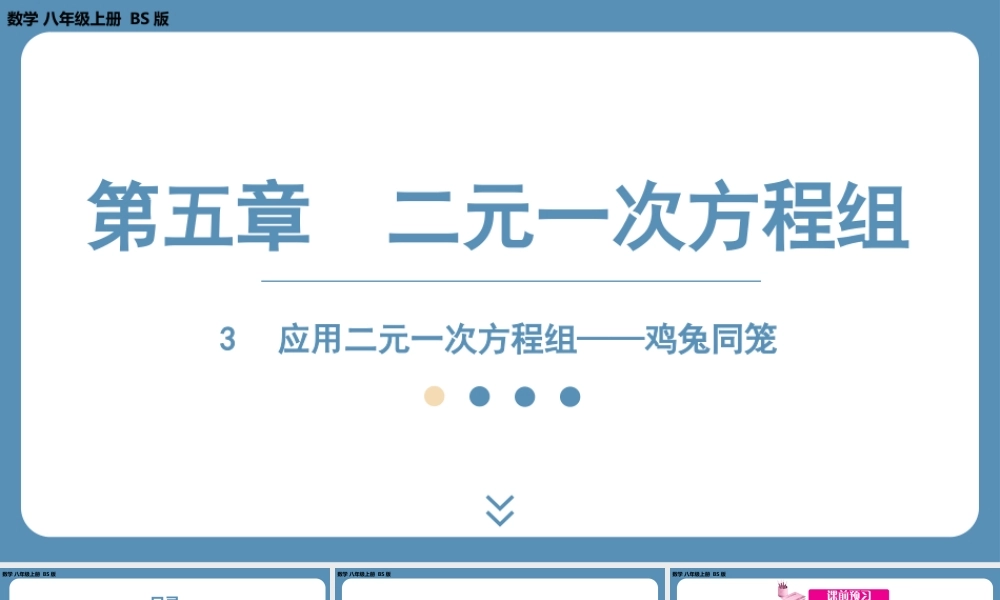 2024-2025学年度北师版八上数学5.3应用二元一次方程组——鸡兔同笼【课件】.pptx