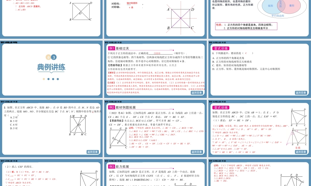 2024-2025学年度北师版九上数学1.3正方形的性质与判定（第一课时）【课件】.pptx