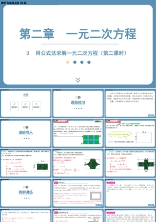 2024-2025学年度北师版九上数学2.3用公式法求解一元二次方程（第二课时）【课件】.pptx