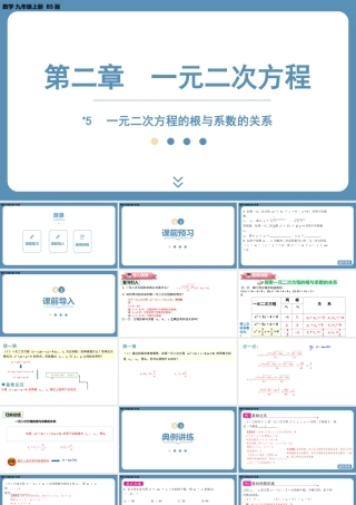 2024-2025学年度北师版九上数学2.5一元二次方程的根与系数的关系【课件】.pptx