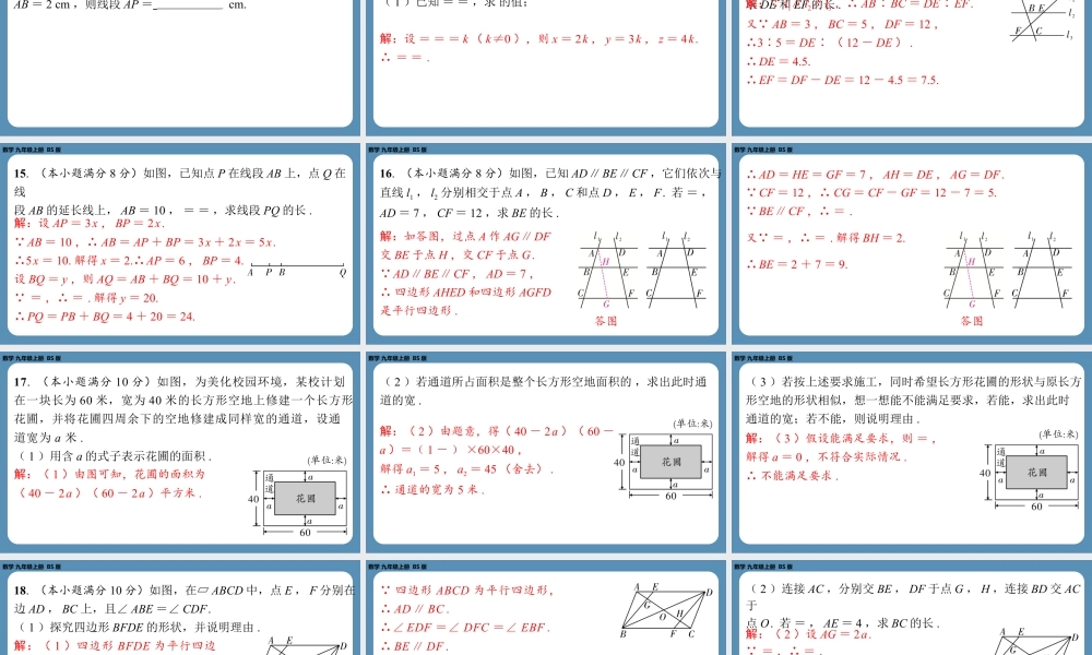 2024-2025学年度北师版九上数学-第六周自主评价练习【上课课件】.pptx