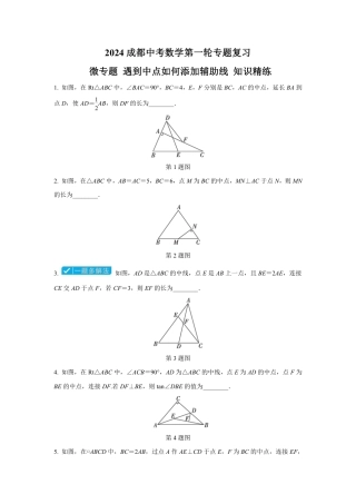 2024成都中考数学第一轮专题复习 微专题 遇到中点如何添加辅助线 知识精练(含答案).pdf