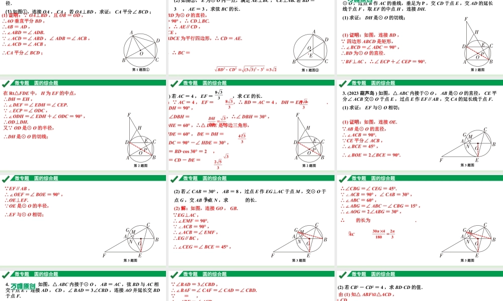 2024成都中考数学第一轮专题复习之第六章 微专题 圆的综合题 练习课件.pptx