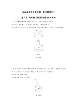 2024成都中考数学第一轮专题复习之第六章 微专题 圆的综合题 知识精练(含答案).docx