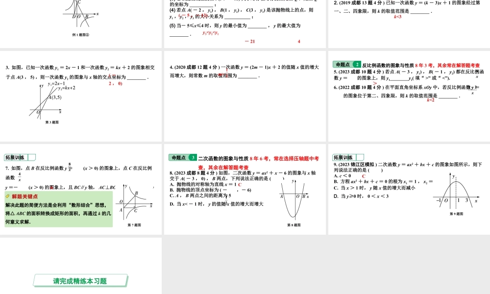 2024成都中考数学第一轮专题复习之第三章 第二节 函数的图像与性质 教学课件.pptx