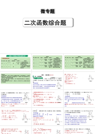 2024成都中考数学第一轮专题复习之第三章 微专题 二次函数综合题  类型一~二 教学课件.pptx