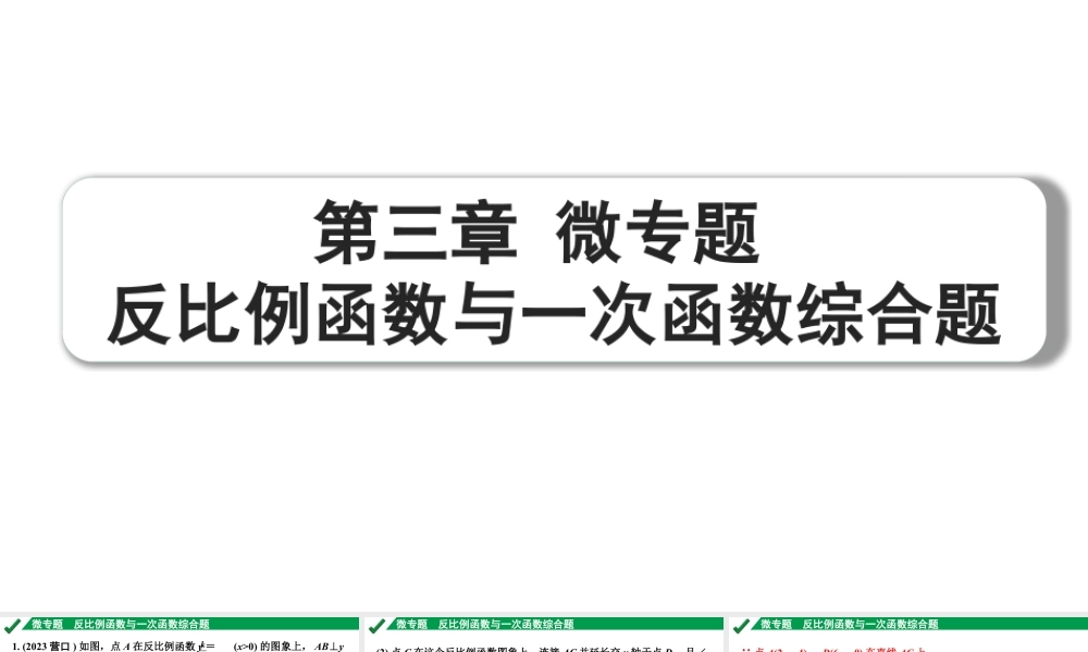 2024成都中考数学第一轮专题复习之第三章 微专题 反比例函数与一次函数综合题 练习课件.pptx