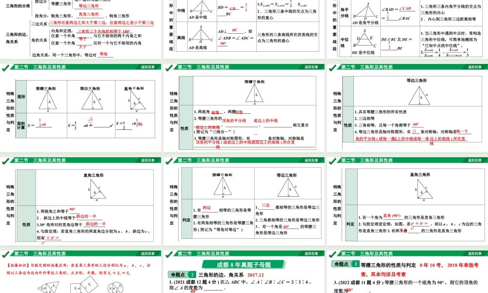 2024成都中考数学第一轮专题复习之第四章  第二节  三角形及其性质 教学课件.pptx
