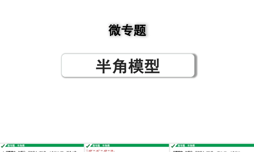 2024成都中考数学第一轮专题复习之第五章 微专题 半角模型 练习课件.pptx