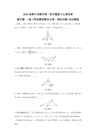 2024成都中考数学第一轮专题复习之一线三等角模型解决全等、相似问题 知识精练(含答案).pdf