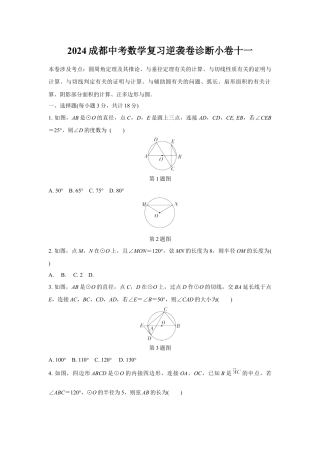 2024成都中考数学复习逆袭卷诊断小卷十一 (含详细解析).docx