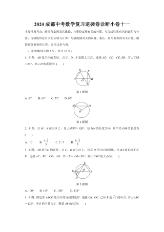 2024成都中考数学复习逆袭卷诊断小卷十一 (含详细解析).pdf