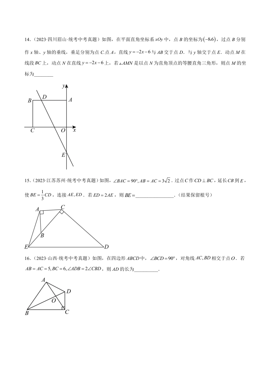 2024成都中考数学一轮复习专题 等腰三角形与直角三角形 (含解析).pdf_第5页