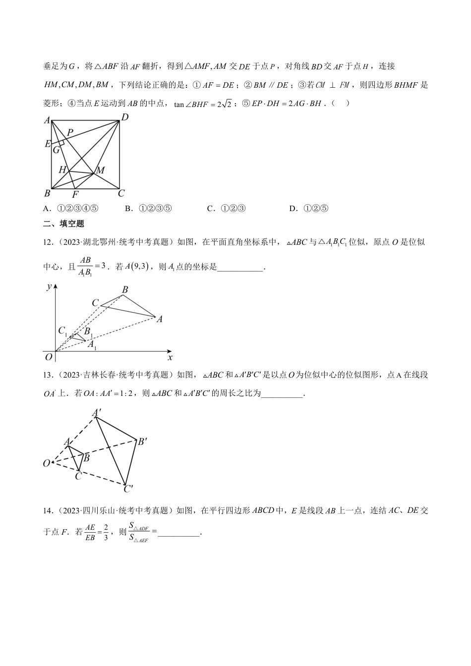 2024成都中考数学一轮复习专题 图形的相似 (含解析).pdf_第4页