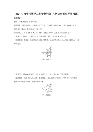 2024甘肃中考数学二轮专题训练 几何综合探究平移问题  (含答案).pdf