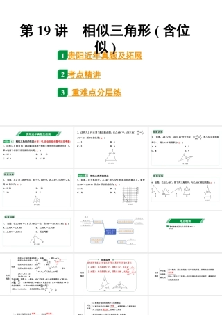 2024贵阳中考数学一轮中考题型研究 第19讲  相似三角形(含位似)（课件）.pptx