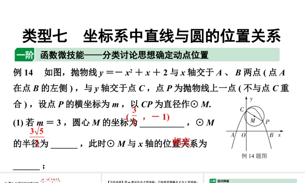 2024贵州中考数学二轮复习贵州中考题型研究 类型七 坐标系中直线与圆的位置关系（课件）.pptx