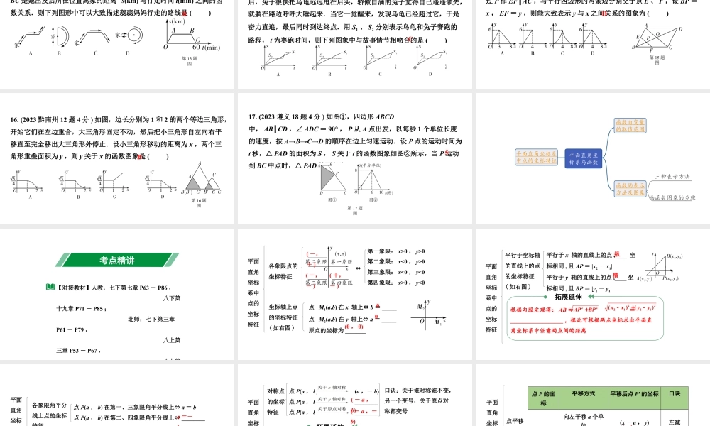 2024贵州中考数学一轮知识点复习 第10讲 平面直角坐标系与函数(课件).pptx