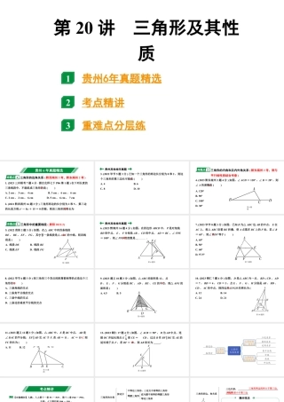 2024贵州中考数学一轮知识点复习 第20讲  三角形及其性质（课件）.pptx