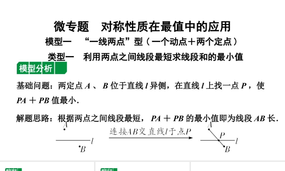 2024贵州中考数学一轮知识点复习 微专题 对称性质在最值中的应用（课件）.pptx