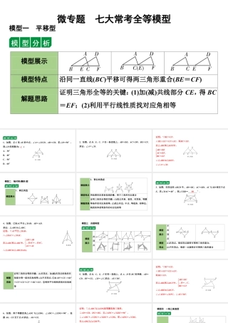2024海南中考数学二轮复习 微专题 七大常考全等模型（课件）.pptx
