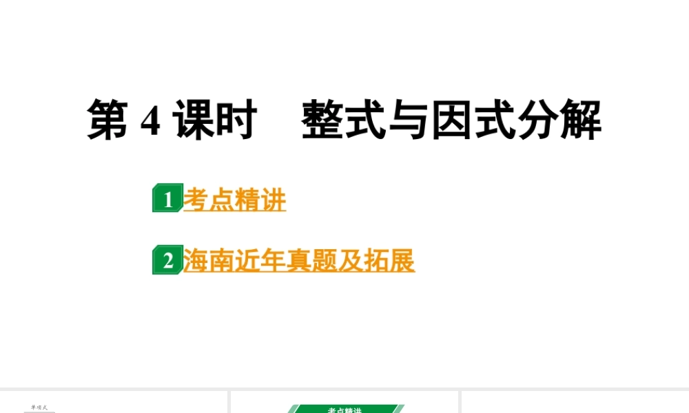 2024海南中考数学二轮重点专题研究 第4课时 整式与因式分解(课件).pptx