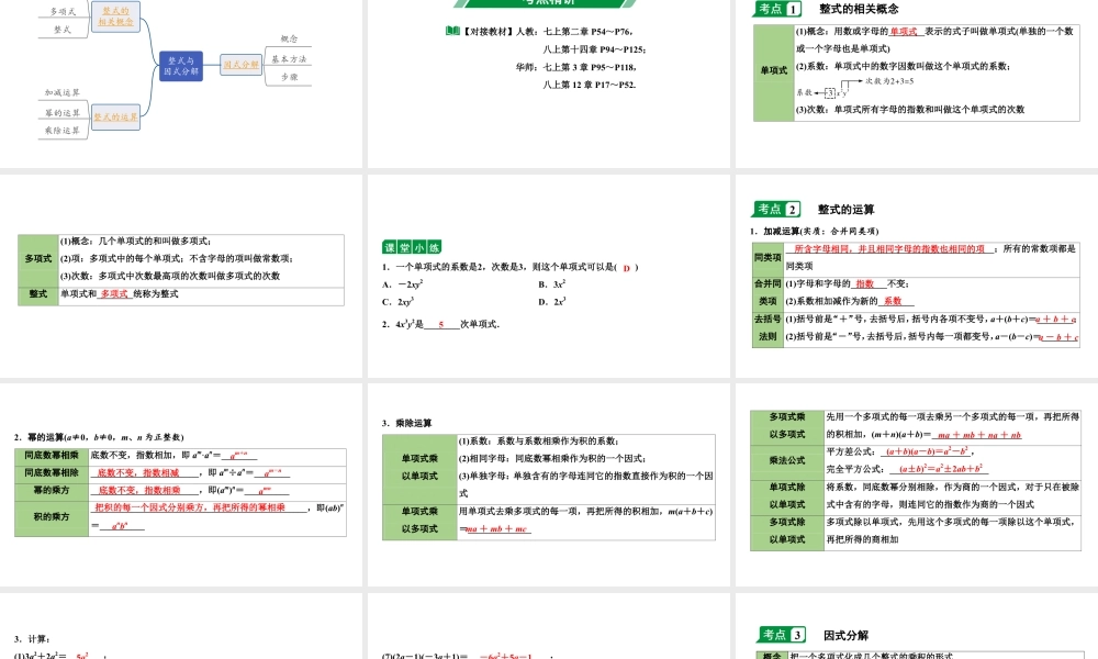 2024海南中考数学二轮重点专题研究 第4课时 整式与因式分解(课件).pptx