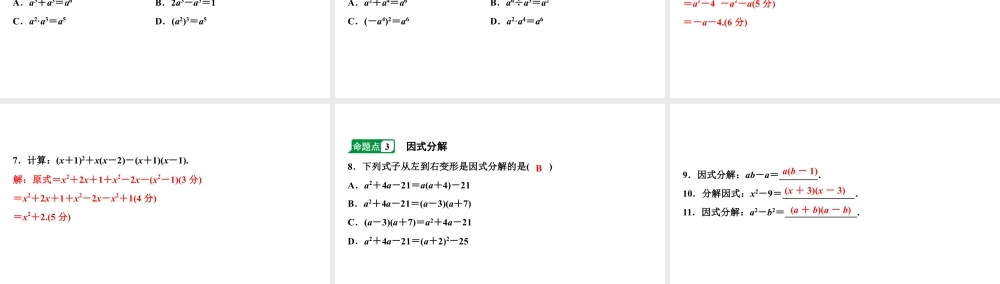 2024海南中考数学二轮重点专题研究 第4课时 整式与因式分解(课件).pptx