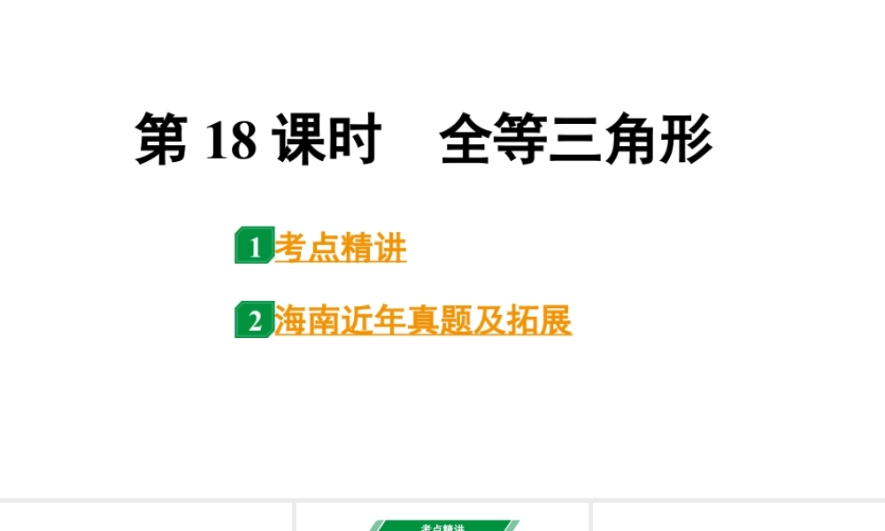 2024海南中考数学二轮重点专题研究 第18课时 全等三角形(课件).pptx