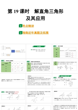 2024海南中考数学二轮重点专题研究 第19课时  解直角三角形及其应用（课件）.pptx