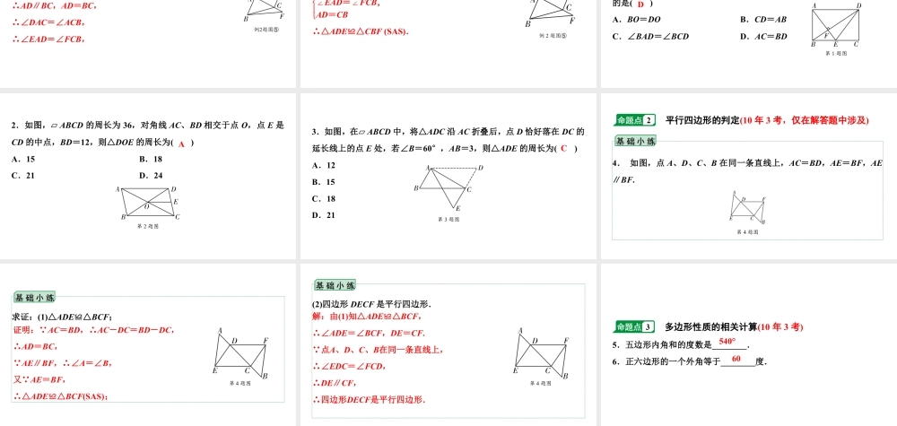 2024海南中考数学二轮重点专题研究 第21课时 平行四边形与多边形(课件).pptx