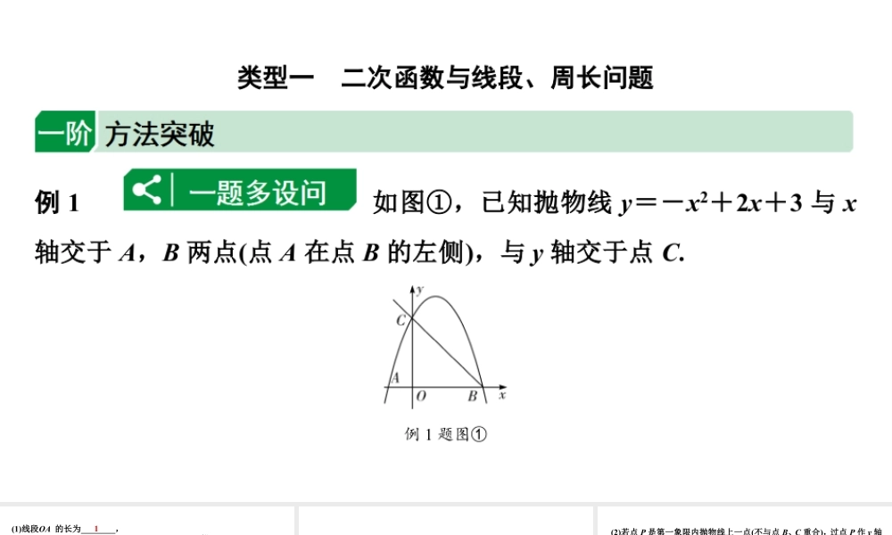 2024海南中考数学二轮重点专题研究 二次函数综合 类型一 二次函数与线段、周长问题（课件）.pptx
