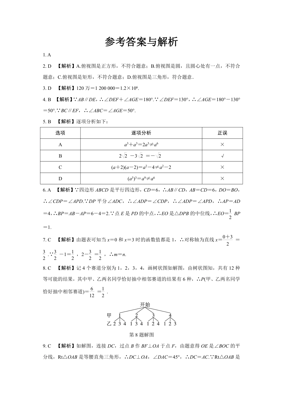 2024河南中考数学复习 1～15题选填题组特训七 (含答案).pdf_第4页
