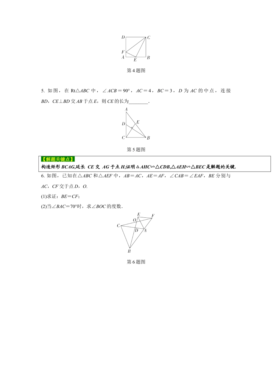 2024河南中考数学复习 全等、相似三角形的常考模型 强化精练 (含答案).docx_第2页
