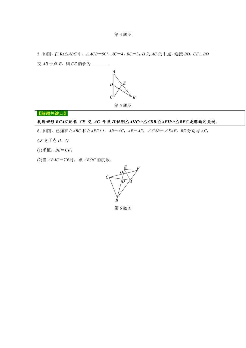 2024河南中考数学复习 全等、相似三角形的常考模型 强化精练 (含答案).pdf_第2页
