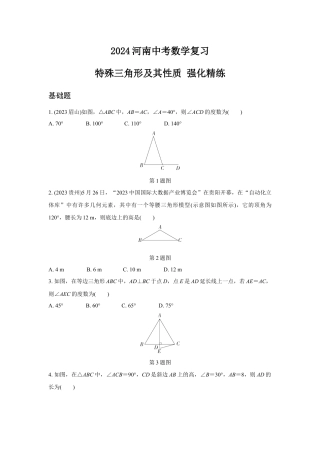 2024河南中考数学复习 特殊三角形及其性质 强化精练 (含答案).docx