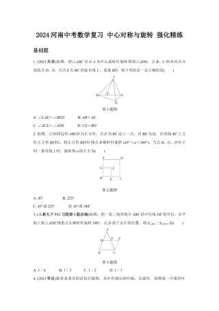 2024河南中考数学复习 中心对称与旋转 强化精练 (含答案).docx