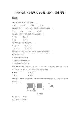 2024河南中考数学复习专题  整式  强化训练 (含答案).docx