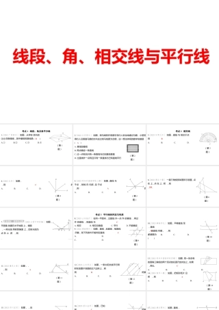 2024河南中考数学一轮知识点训练复习专题  线段、角、相交线与平行线  (课件).pptx