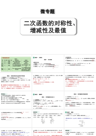 2024河南中考数学专题复习第三章 微专题 二次函数的对称性、增减性及最值 课件.pptx