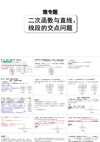 2024河南中考数学专题复习第三章 微专题 二次函数与直线、线段的交点问题 课件.pptx