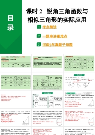 2024河南中考数学专题复习第四章 第六节 课时2  锐角三角函数与相似三角形的实际应用 课件.pptx