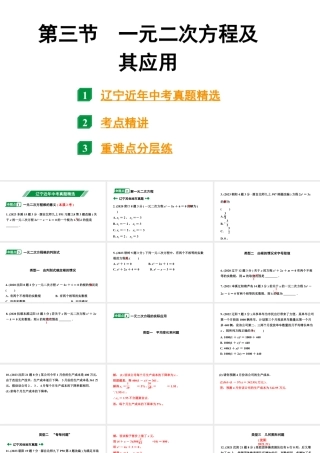 2024辽宁中考数学二轮中考考点研究 2.3 一元二次方程及其应用 (课件).pptx