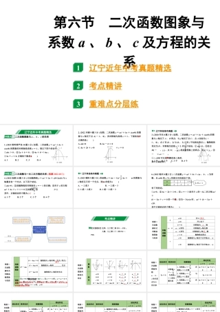2024辽宁中考数学二轮中考考点研究 3.6 二次函数图象与系数a、b、c及方程的关系 (课件).pptx