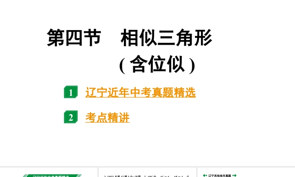 2024辽宁中考数学二轮中考考点研究 4.4 相似三角形(含位似) (课件).pptx